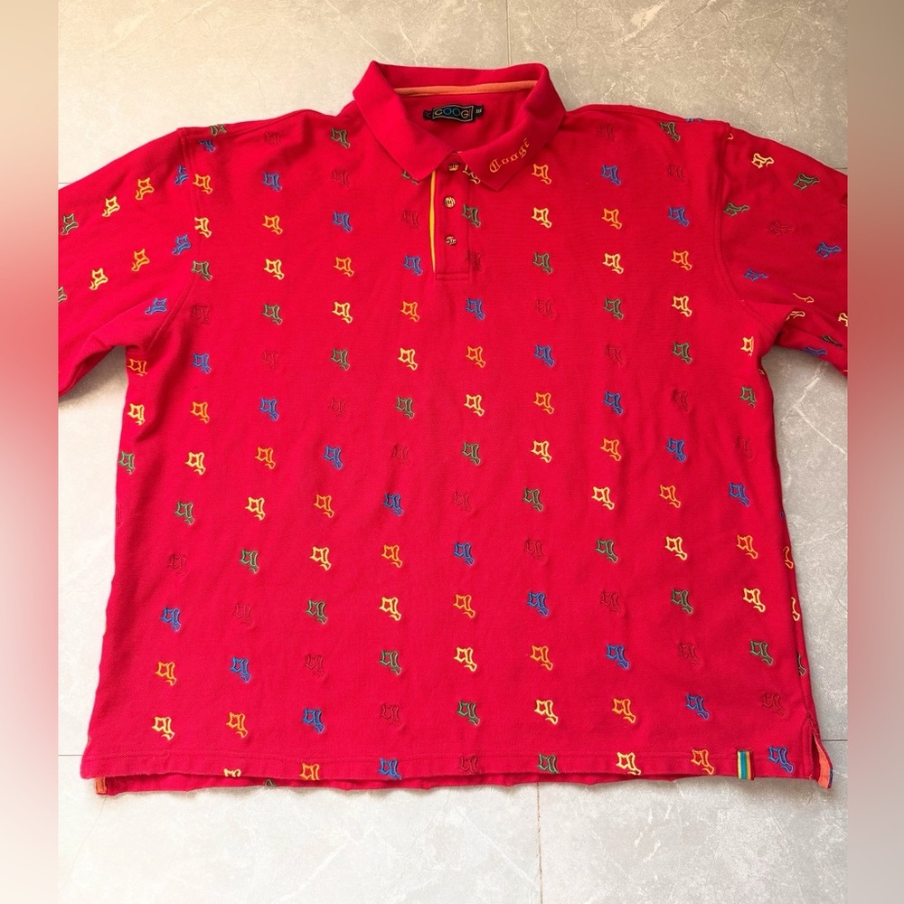 Coogi Embroidered Red Logo Polo Shirt size XXXL